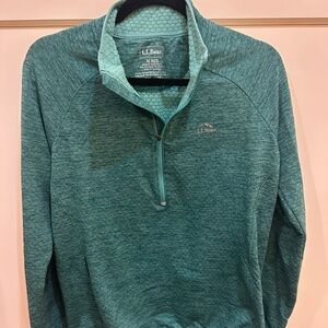 L.L. Bean Aqua Textured Quarter-Zip Top